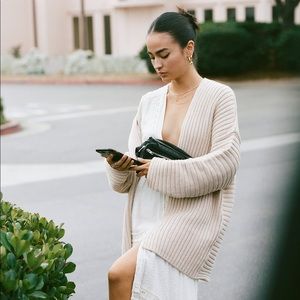 UO Leo Ribbed Open-Front Cardigan